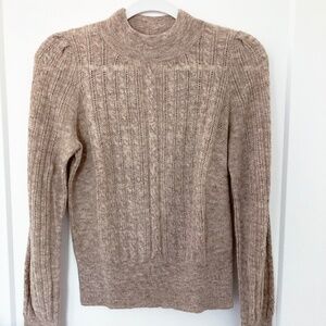 Doen x Reformation Dolly Puff Sleeve Heathered Tan Sweater - Size M